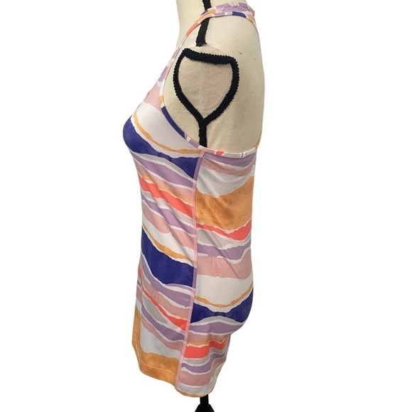 Lululemon Cool Racerback Beacher Stripe White Iris Flower Orange Purple Sz 2/4 - Picture 6 of 11